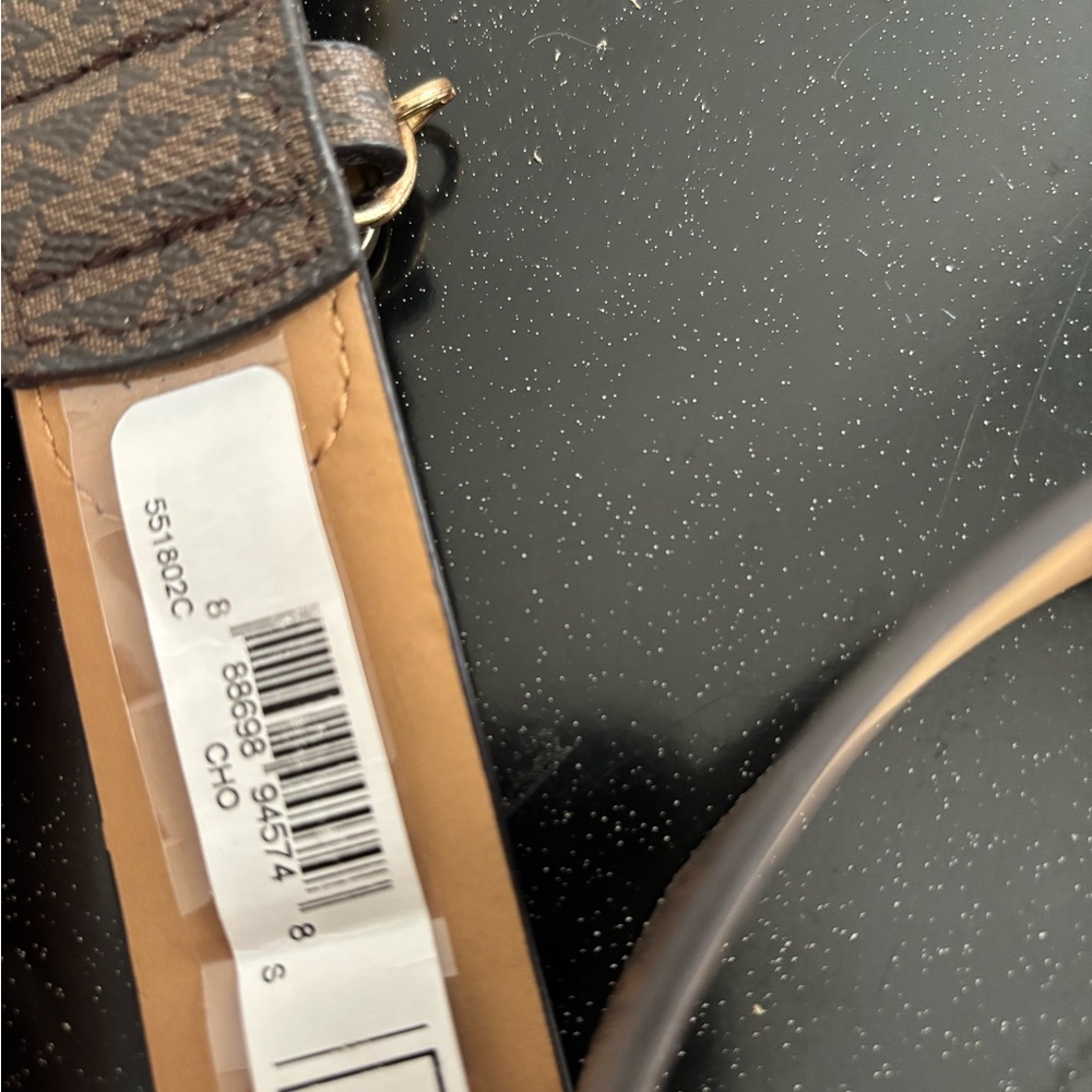 MICHAEL Michael Kors Brown Monogram Gold Buckle and Charm Belt Size Small - Picture 3 of 5